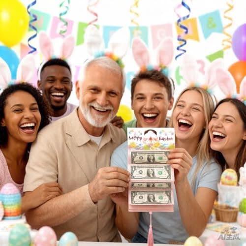 Easter Money Holder with Bunny - 10 Slot Cash Envelope Card for Easter, Birthday, Graduation | Creative Gift for Teens, Kids, Adults, Men & Women (Pink, 1Pcs) view 7