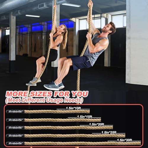 Brobantle Workout Fitness Climbing Rope 10FT 15FT 20FT 25FT 30FT, 1.5" Diameter Gym Climbing Rope for Strength Training,Exercise Climbing Rope for Adults Outdoor Indoor view 7