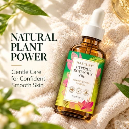 HASCURI Cyperus Rotundus Hair Reduction Oil, 100% Plant Oil Formula, Helps Slow Hair Regrowth, Moisturizes & Softens Skin, Post Hair Removal Body Oil, 2 Fl Oz / 60 mL view 6