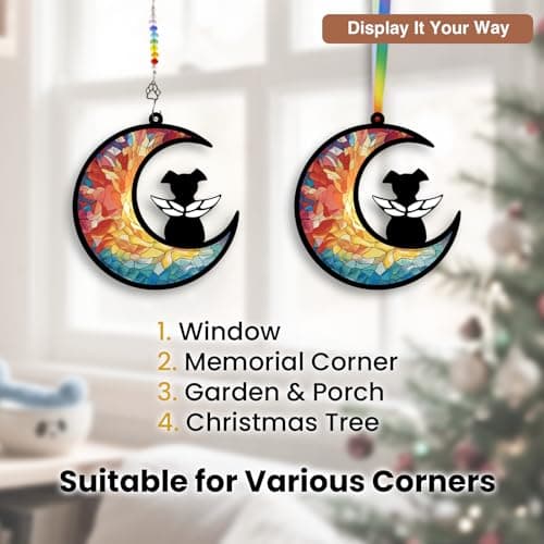 GDuolaPaws Personalized Dog Memorial Suncatcher, Pet Remembrance Gift for Loss of Dog, Dog Bereavement Gift, Rainbow Bridge Sympathy Gift with Name Date for Pet Lovers (Rainbow Glow) view 5