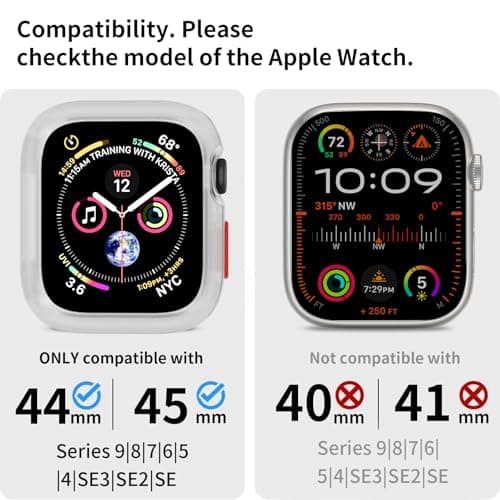 SDOCEBF Slim Flexible TPU Shockproof Watch Bumper, Rugged Case for Apple Watch Series 9/8/7/6/5/4/SE3/2/1 44mm/45mm, Gift-Ready for Every Celebration, Clear view 6