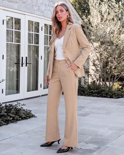 luvamia Pant Suits for Women 2 Piece Sets Business Casual Bootcut Pants Set view 4