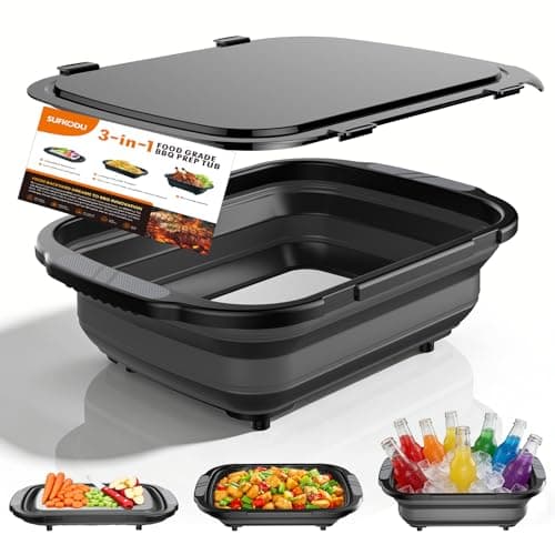 Collapsible BBQ Prep Tubs with Titanium Cutting Board, Large-Capacity（5.3Gal/20L）Foldable Cutting Board, with Locking Lid, Strong Sealing and Leak-Proof Design. Suitable for Kitchen and Outdoor. — image 1
