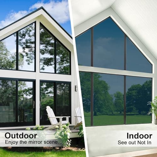 One Way Privacy Window Film,Sun Blocking Window Film with 3 Tools, Heat & UV Blocking Window Tint Film for Home, Easy Install DIY Office Window Covering See Out Not in (17.5 x 78.7 Inch, Black) view 4