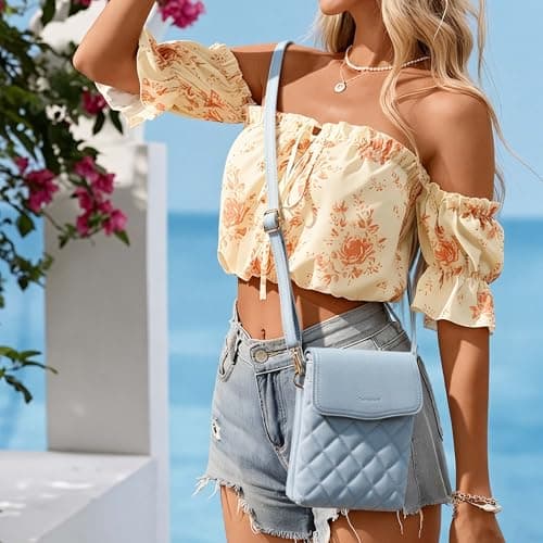 Goinsound RFID Small Crossbody Purses for Women Quilted Cell Phone Purse with RFID Blocking Credit Card Slots view 2