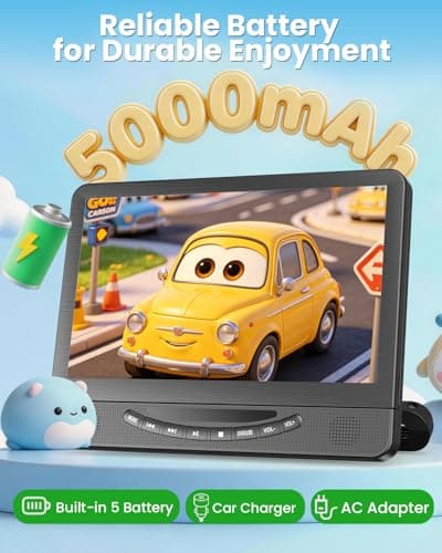 12.5"
Dual
Car
DVD
Player
with
1080P
HDMI
Input,
Full
HD,
Rechargeable | FELEMAN Portable Headrest DVD Players for Car Play 2 Different Movies, 5-Hour Rechargeable Battery, Car Entertainment System view 6