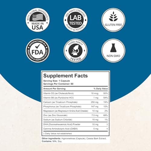 NuBest Grow Power Calcium Supplement for Ages 10+ & Teens, 60 Capsules | Vitamin D3, B6, Magnesium, Zinc & Phosphorus, Bone Health & Immune Support, 30-Day Supply view 2
