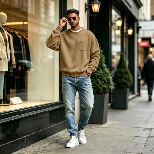 Crew Neck Sweatshirt Men Fleece view 5