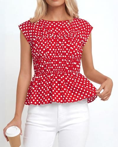 BTFBM Casual Short Sleeve Shirts Summer 2026 Going Out Tops for Women Trendy Polka Dots Work Blouses Tunics view 6
