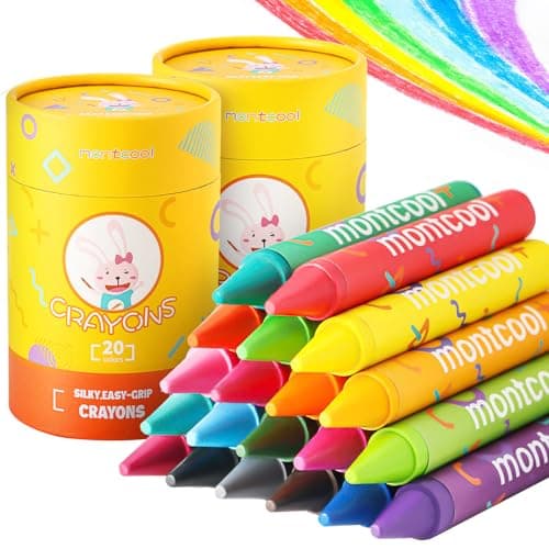 montcool 2 Pack Jumbo Crayons Set (40 Pieces, 20 Colors), Washable Non Toxic Easy to Hold Large Crayons — image 1