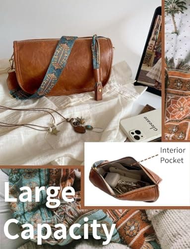 Gleease Vintage Crossbody Bag Western Bag Boho Purses For Women Leather Zipper With Adjustable Strap Shoulder Bag view 4