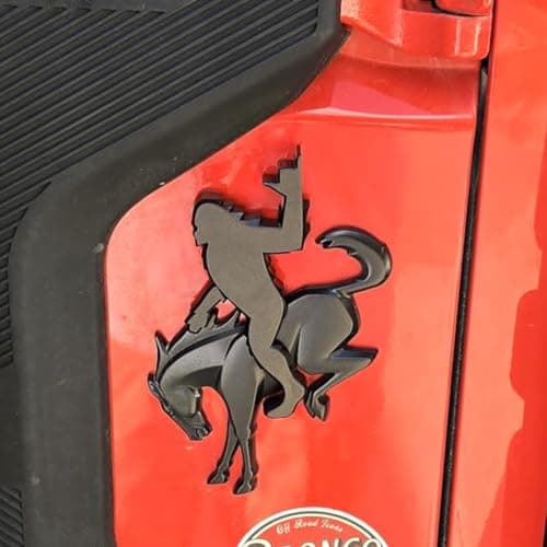Add-A-Saquatch to Your Bronco,3D Tailgate Emblem Overlay for SUV - Universal Fit 3"x4" Raised Design, Black Automotive Decor with Tape (Riding Horse Set - A, Black) view 2