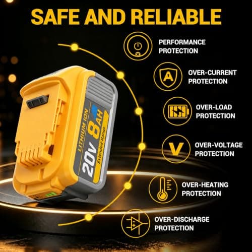 CRIYUEF 8000mAh Compatible with Dewalt 20V Battery DCB209 DCB208 DCB207 DCB206 DCB204 DCB201 DCB203 DCB200 2Packs view 4