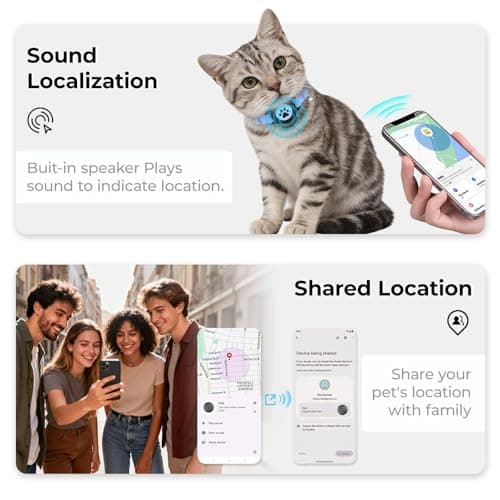 GPS Cat Tracker Collar with Finder Tag , Bluetooth Pet Location Blue 1Pack | Real-Time Activity tracking ,Adjustable‑Lightweight Design, Works with IOS and Android, Waterproof, 365-Day Long Battery Life view 5