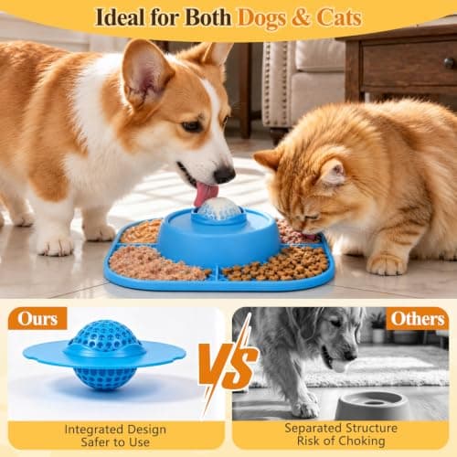 Slow Feeder Dog Bowls 3-in-1 & Lick Mat & Anti-Choking Rolling Ball view 2