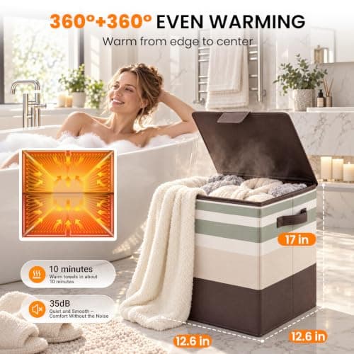 40L Foldable Square Towel Warmer Bucket for Bathroom Home Large Capacity view 5