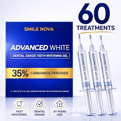 Advanced White Teeth Whitening Gel Refill Pack – 60 Treatments | 35% Carbamide Peroxide Professional Dental-Grade Gel | 3×10 mL Syringes | Restore+ Nano-Hydroxyapatite Toothpaste | Trays Not Included view 3