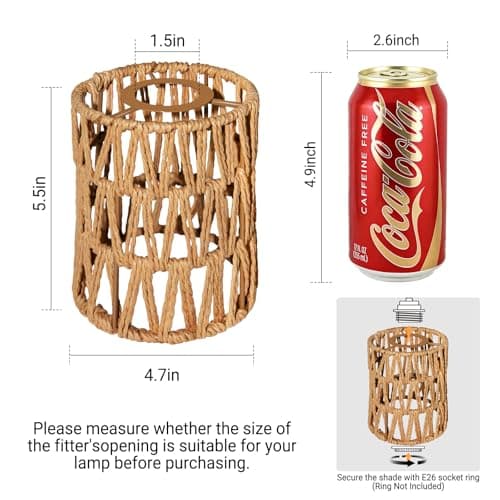 LUCORUSC 6 Pack Rattan Lamp Shades Boho Hanging Light Lamp Shades, Woven LampShades for Floor Lamps Rattan Pendant Lights Boho Lamp Ceiling Light, Table Lamps, Plug in Pendant Light view 3