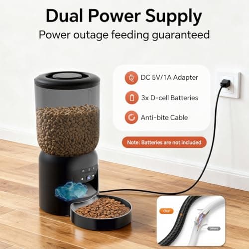 Centvicam Automatic Cat Feeder with 2K HD Camera: 5G WiFi Automatic Dog Feeder with Night Vision, Auto Cat Food Dispenser with 6L Large Food Storage for Multiple Pet, Detachable for Easy Clean -24 Cup view 6