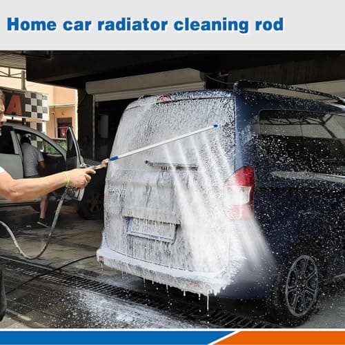 24″Radiator Cleaning Wand, Water/Air 4500PSI Pressure Washer Tool with Pressure Washer Gun Adapter, Clean Brush and Sealing Tape, Tips for Cars, Trucks, Heavy Equipment Radiator Cleaning Tool view 6