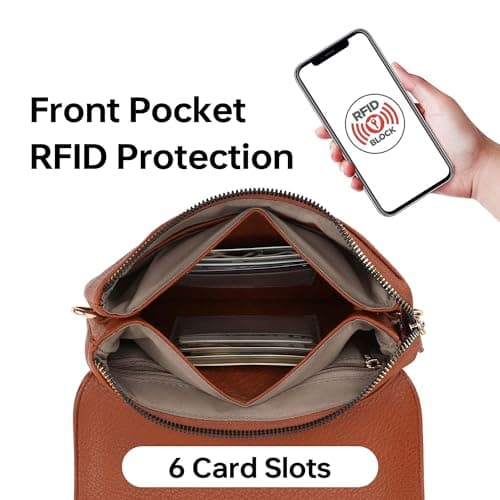 Goinsound RFID Crossbody Purse for Women Minimalist Vegan Leather Cell Phone Purse for Going Out view 5
