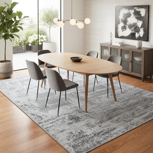 HOMORE Living Room Rug 6x9 Large Rug Grey Area Rugs Non Slip Washable Rugs for Bedroom Dining Room Abstract Carpet for Farmhouse Kids Playroom Classroom view 2