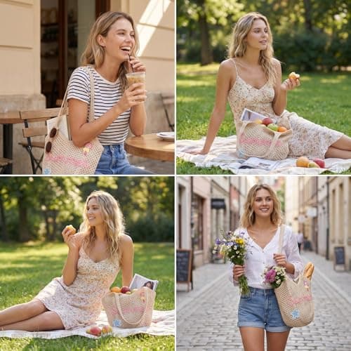 NYLGOXITK Custom Name Hollow-Weave Crochet Tote Bag Personalized Lightweight Woven Beach Bag for Women, Perfect for Bachelorette Party, Vacation & Everyday Outings view 6