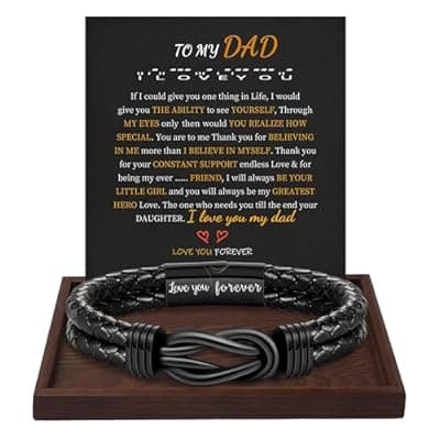 Gifts for Men, Fathers Day Bracelet Gifts for Boyfriend Leather Bracelets for Men Graduation Gift 2026 I Love You Gift for Him Infinity Cuff Bracelets Birthday Christmas Jewelry for Son Grandson Dad Husband