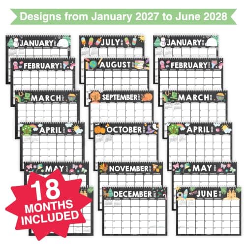 Small Desk Calendar 2027 Standing Flip - 2027 Desk Calendar Small | 18-Month Standing Desks Calendars for Home, Office & School, Mini Desks Calendars, Gifts for Coworkers, Teachers & Students view 2