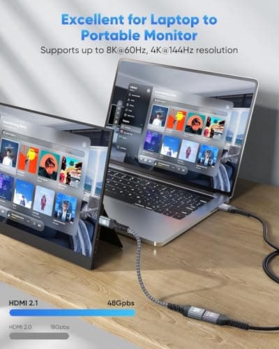 ZeniKon 8K Mini HDMI to HDMI Adapter Male to Female, Mini HDMI Adapter Support 8K@60Hz, 4K@120Hz, 48Gbps, 3D, Dynamic HDR Compatible with Portable Monitor, Tablet, Camera, Laptop, HDTV view 3