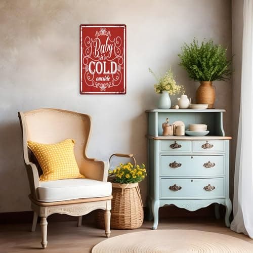 Arpilul Baby it's Cold outside Sign Decor-Christmas Sign Party Wall Art, Funny Christmas Tin Sign Gift(TP-1086, 8x12inch) view 5