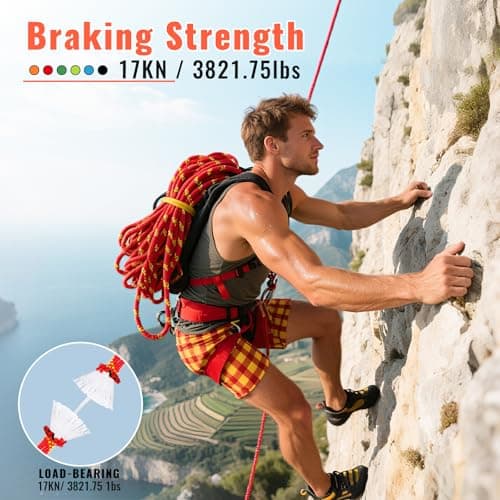 Keepark 10.5mm 1/2 Inch Static Climbing Rope - 32FT to 150FT - 9000lbs Arborist Tree Rope, Heavy Duty Rappelling Rope for Adults & Kids Rock Climbing, Fire Rescue, Escape, Caving, Sailing & Swing view 3