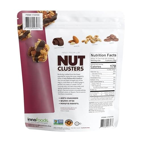 InnoFoods Dark Chocolate Nut Clusters, Gluten Free, Non-GMO, 3 Pack, 16 oz Each view 2