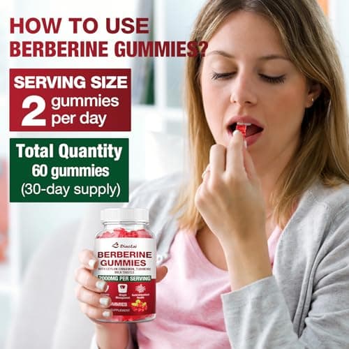 Berberine Gummies 2000mg - Natural Organic Berberine HCL Supplement - Vegan, Non-GMO, Gluten-Free - Delicious Raspberry Flavor - 120 Count view 6