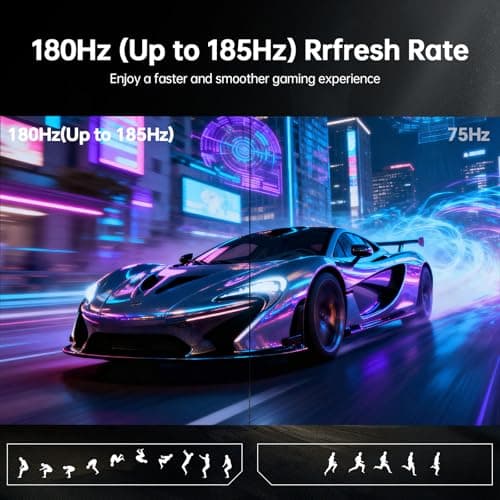 KTC 32 Inch Curved Gaming Monitor, 2K 180Hz Computer Monitor, Up to 185Hz, QHD 1500R PC Monitor 1ms with Adaptive Sync, DisplayPort/HDMI/USB, VESA Wall Mount, Tilt Adjustable, H32S5 view 2