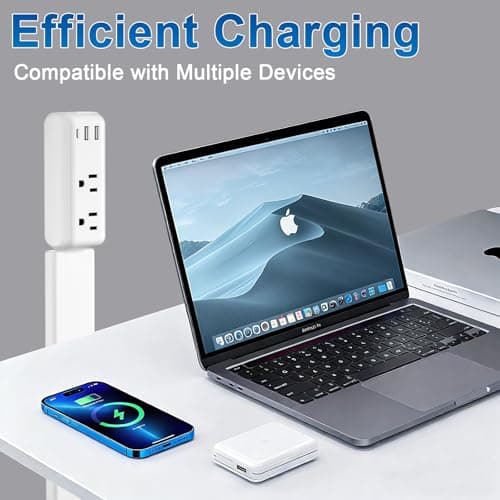 Gbchais Outlet Extender Stick with USB-A & USB-C, 2 AC Outlets, Adjustable 22"-34" Plug Extender, 180° Rotating Wall Outlet Extender for Hard-to-Reach Outlets Behind Sofa, Bed, Desk, Nightstand view 5