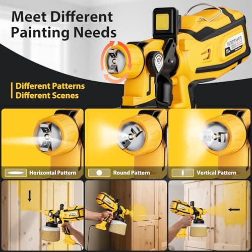 Paint Sprayer for House Painting, Paint Sprayer with Easy to Clean Design, 1400ml (47oz) Container, 6 Brass Nozzles & LED Light, 3 Spray Patterns for House, Fence, Furniture, DIY, Garden, Walls view 4