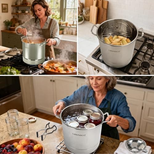 LINMAGCO Canning Supplies Starter Kit - Canning Pot, Water Bath Canner with Lid & Steam Canner with Rack view 4