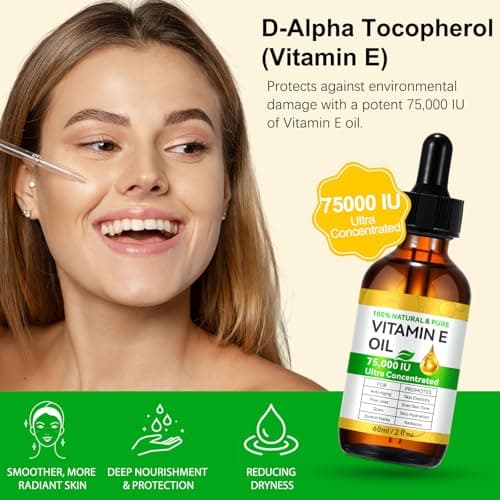 Tiuedu 2PCS Natural Vitamin E Oil for Skin, Ultra Concentrated Vitamin E Oil for Face, Hair and Scars, Moisturizing Dry Skin Oils, Promotes Skin Elasticity view 6