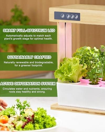 yadoker Indoor Hydroponic Garden System, 8 Pods Smart Growing Kit with LED Grow Light, Automatic Timer, Pump System & 3.5L Water Tank – Ideal for Herb Cultivation (No Seed) view 3