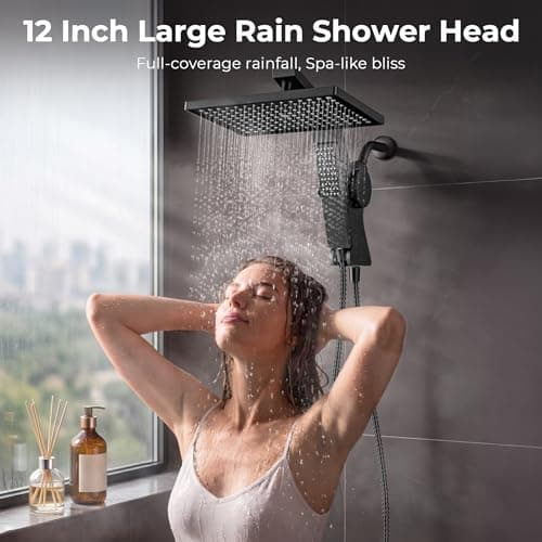 MakeFit Filtered Rain Shower Head with Handheld Combo High Pressure 12'' Rainfall Shower Heads & Hidden Detachable Wand Dual Showerhead Water Softener for Hard Water Easy Filter Replacement view 5