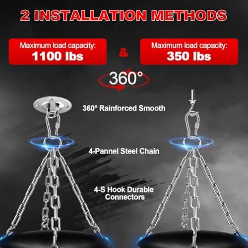 YORWHIN Punching Bag for Adults, 4FT PU Heavy Boxing Bags with Chain Ceiling Hook, Hanging Boxing Bag for Kickboxing Muay Thai Karate Judo Taekwondo Home Gym Training, Unfilled view 5