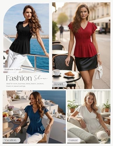 GRACE KARIN Summer Blouses for Women Dressy Casual, 2026 Ruffle Sleeve Peplum Tops, Business Work Shirt Fashioin Clothing view 2