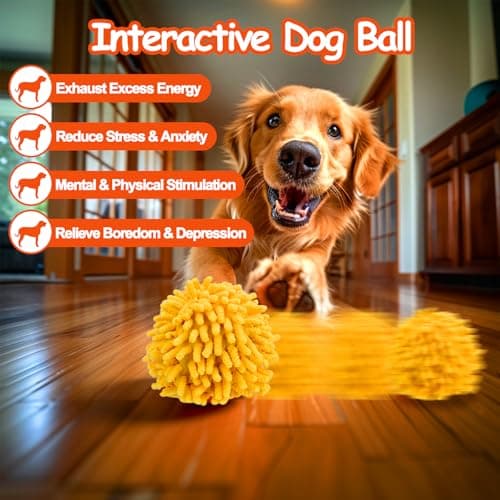 Interactive Dog Toys - Self Rolling Dog Ball with Anti-Chewer Cover for Small/Medium Puppy, Active Motion Activated Toys That Move on its Own, Orange view 5