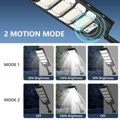 MATEPLUS Solar Lights Outdoor 2 Pack, 320° Wide Angle Street Lights Outdoor Waterproof, Solar Flood Lamp with Motion Sensor & Remote Control 12000LM for Yard, Parking Lot view 2