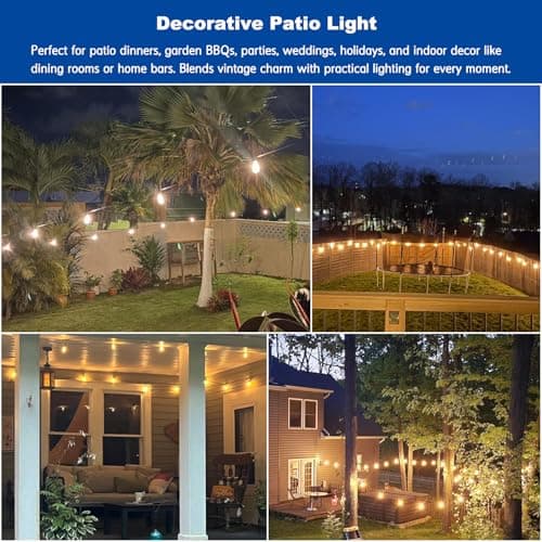 Amazing power LED Edison String Lights Outdoor, S14 Bulbs Warm White 2700K - 21.3FT Vintage Shatterproof Patio Festoon Lights for Garden Party Wedding Backyard Décor view 6