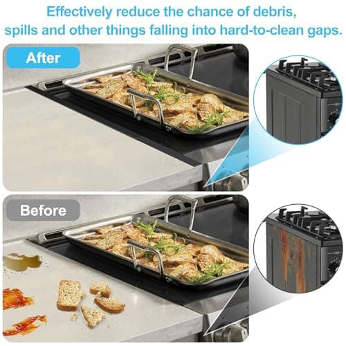 Stainless Steel Stove Gap Covers, 2 Pack Stove Gap Filler, Range Trim Kit, Stove Guards for Oven Counter Side Gap Kitchen, Retractable Length 13.8" to 27.5" - Black-L view 5