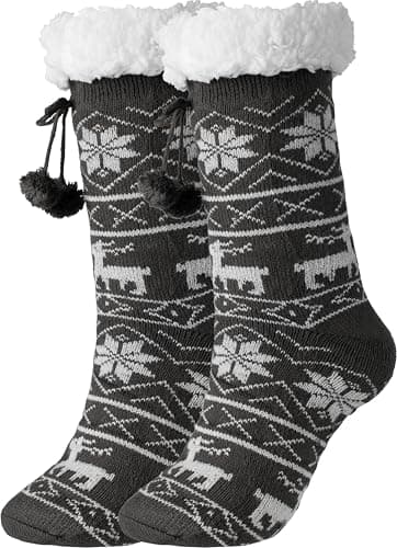 BenSorts Women Non Slip Winter Thick Slipper Socks with Grippers Warm Fuzzy Socks Christmas Gifts — image 1