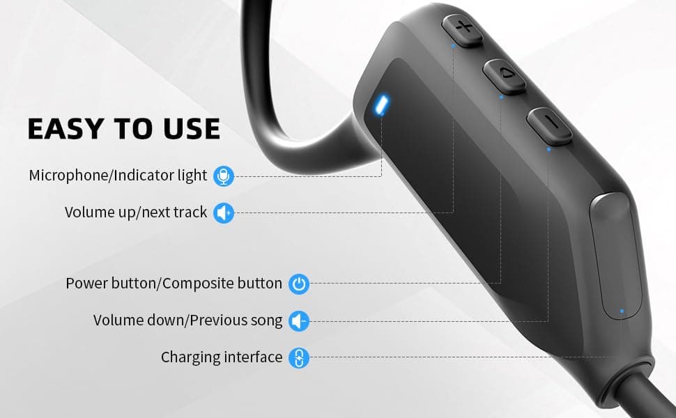 Blrakx New Waterproof Open-Ear Bone Conduction Headphones - Bluetooth 6.0 Wireless Earbud, Ultra-Light, Long Battery Life, Stable Connection, Ideal for Running, Cycling, Workout, Hiking view 6