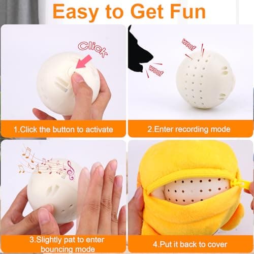 Mity rain Interactive Dog Toys, Active Moving Pet Plush Toy for Dogs, Dog Squeaky Moving Ball Toys with Chewable Plush Cover&Music for Small Medium Large Dogs Chasing (Tiger Pattern) view 5